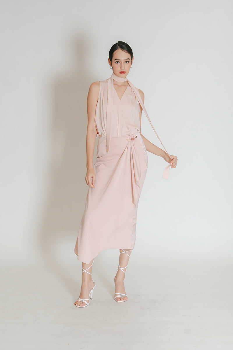 Selenni Layered Flowy Satin Midi Skirt – 26 INCHI