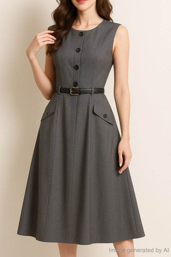 Elaine Structured Midi Dress with Belt