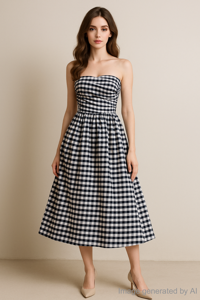 Brigitte Stripe Ruched Bustier Maxi Dress