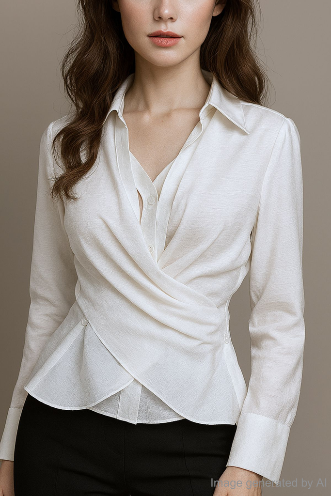 Alouette Asymmetrique Wrap-Tailored Blouse