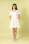 Annerio Butterfly Strap Puff Sleeve Short Dress