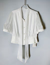 Keofieur Sheer Organza Ribbon Tie Blouse