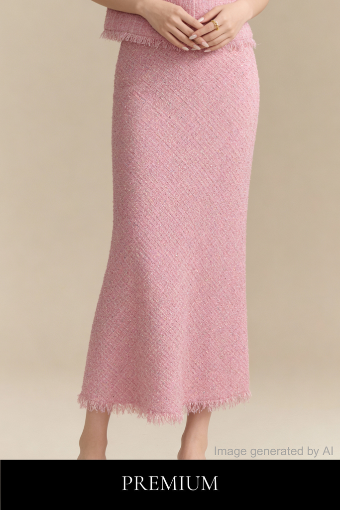 Barbarra Maxi Tweed Fringe Skirt