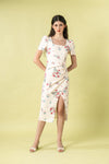 Beaurllyn Floral Bodycon Ruched Midi Dress