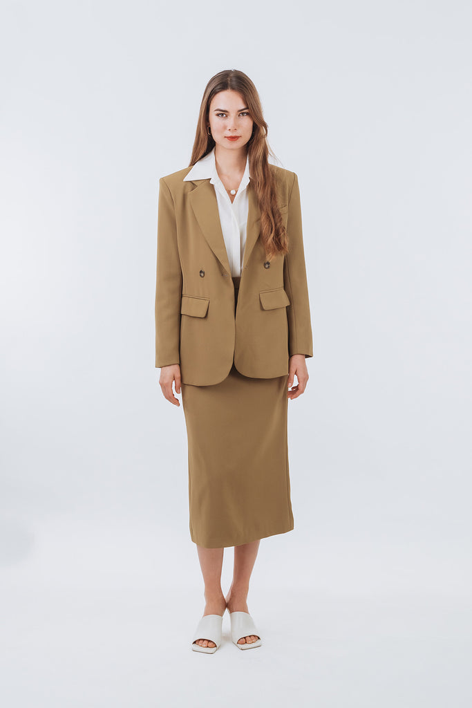 Bellorinne Notched Lapel Double Breasted Blazer