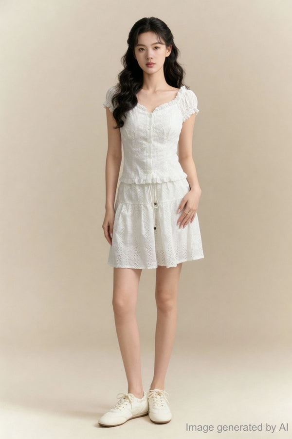 Bianca Tiered Eyelet Mini Skirt