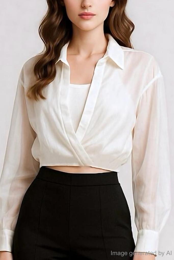 Callaa Faux-Layer Knit Wrap Blouse