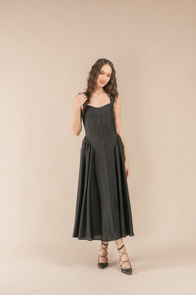 Casselle Buttoned Camisole Corset Maxi Dress