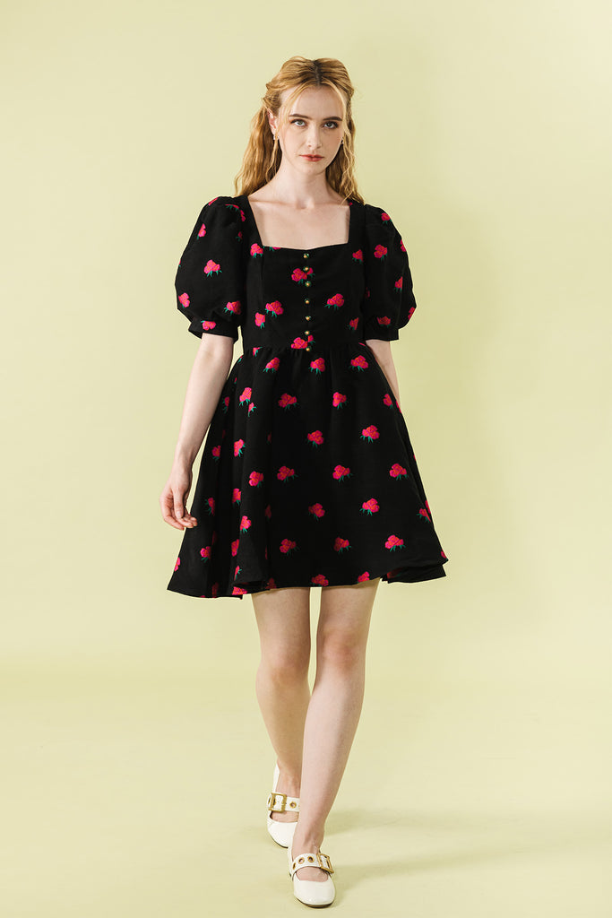 Charmitte Floral Puff Sleeve Short Dress