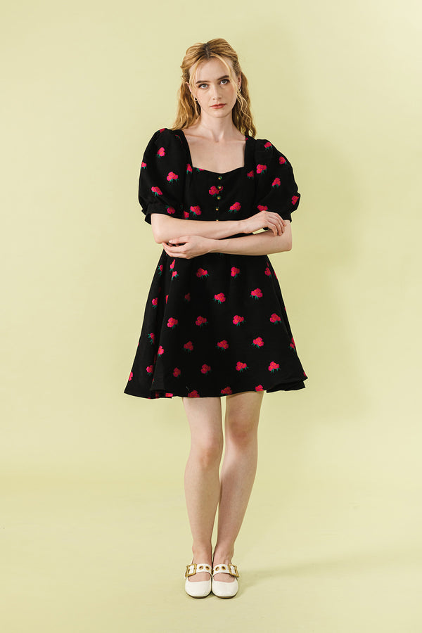 Charmitte Floral Puff Sleeve Short Dress