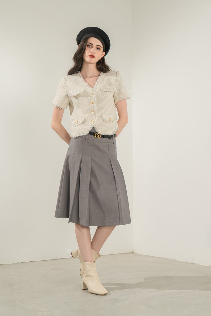 Clairissa Short Sleeve Tweed Top