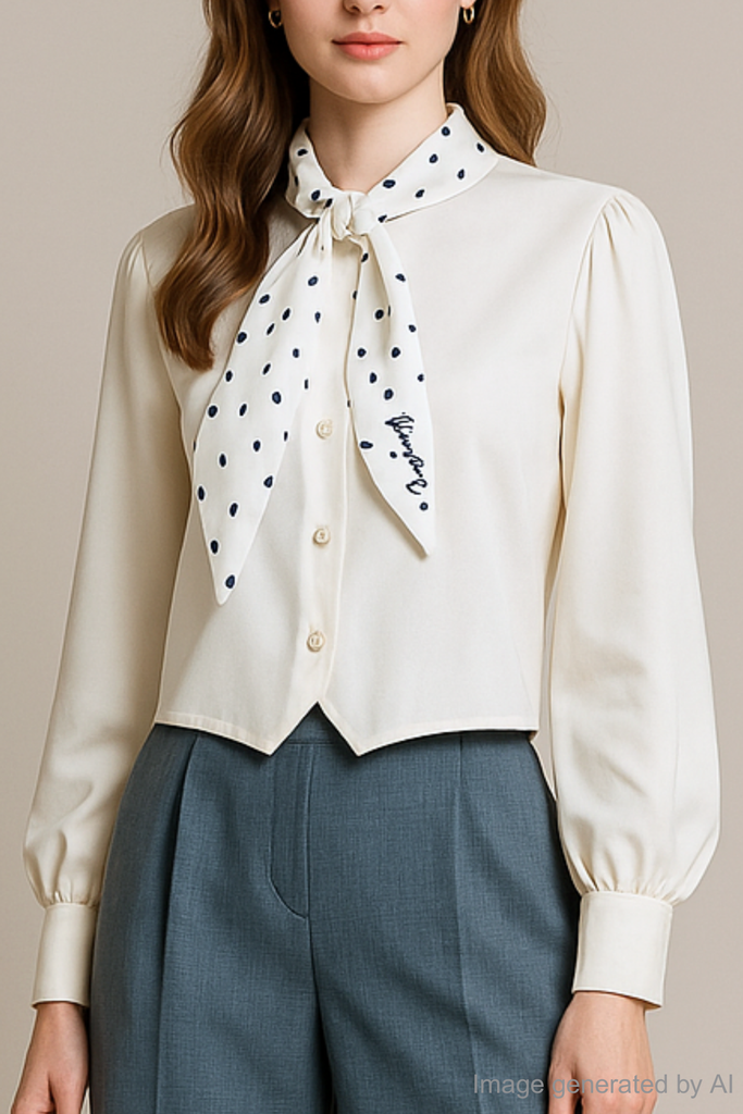 Clorinne Scarf-Neck Tie Draped Blouse