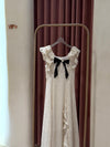 Sevenia Polka Dot Ribbon Ruffled Maxi Dress