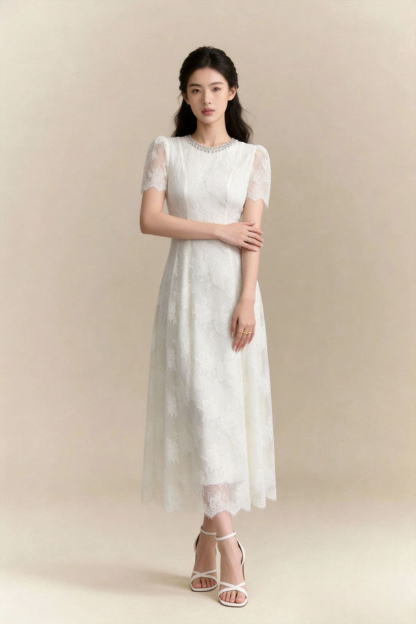 Camellia Scalloped Lace Maxi Skirt