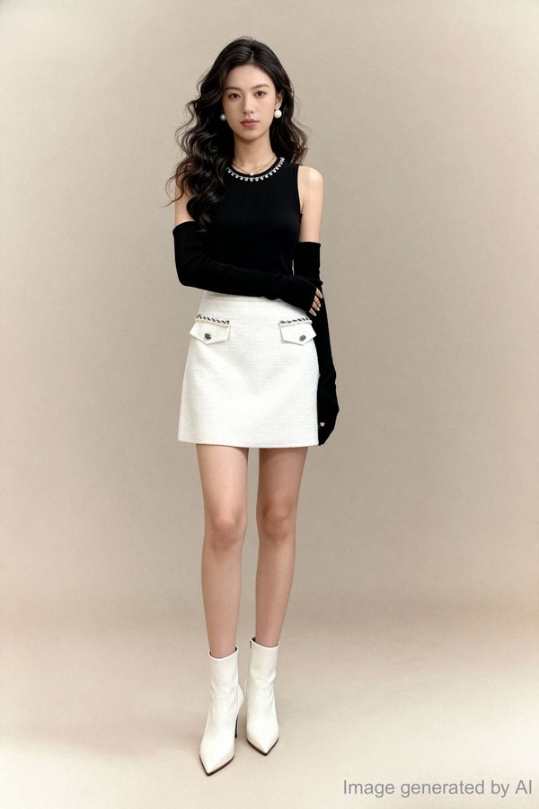 Daria Rhinestone Trim Peplum Knit Top