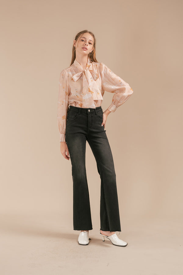 Derillia Floral Ribbon Tie Blouse