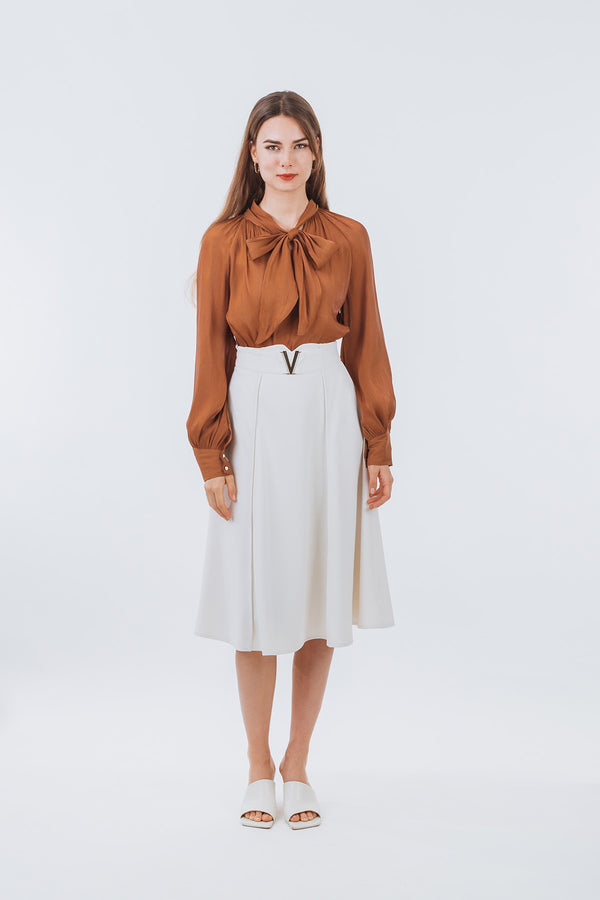 Diovenna Belted Fit and Flare Midi Skirt