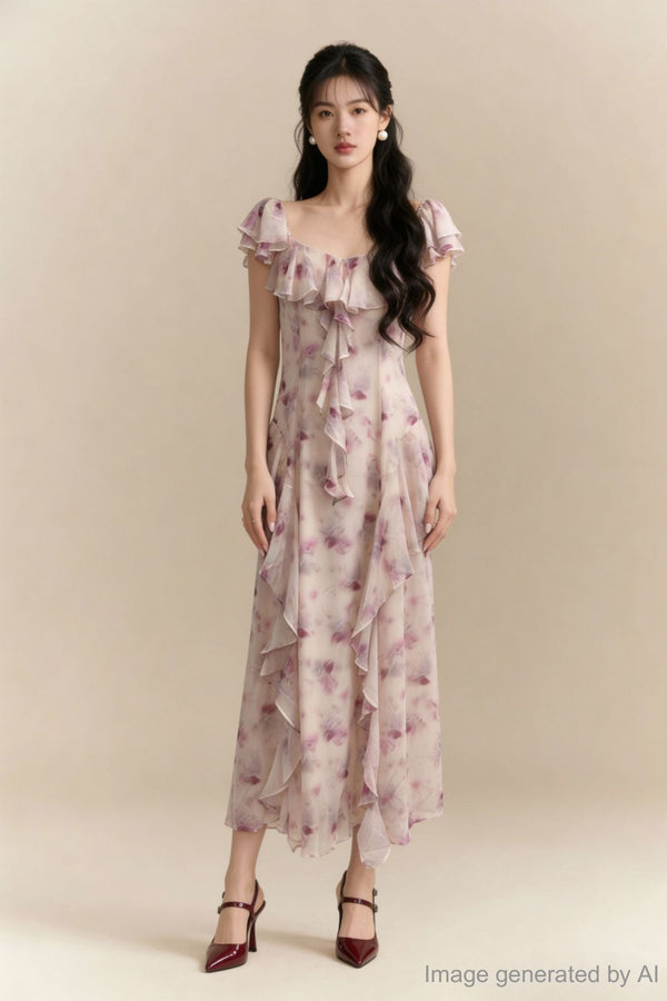 Elaria Cascade Ruffle Dress