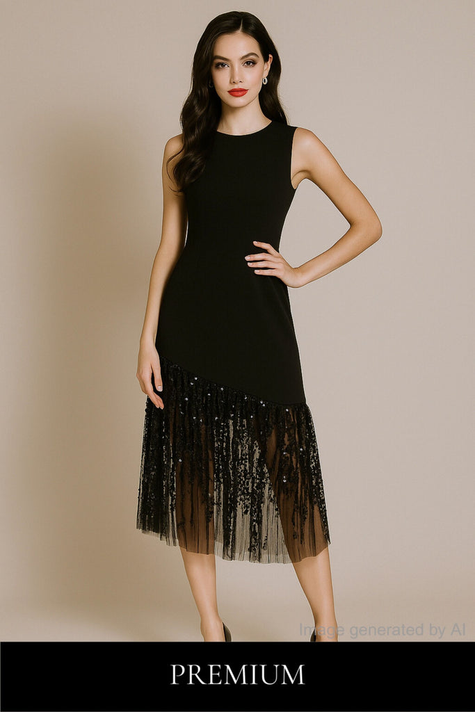 Elarisse Sleeveless Sequin Veil Maxi Dress
