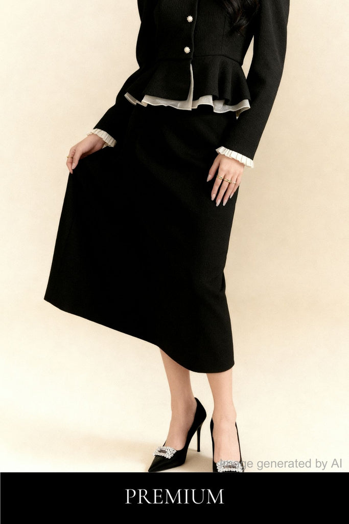 Elin Clean-Line Pencil Midi Skirt