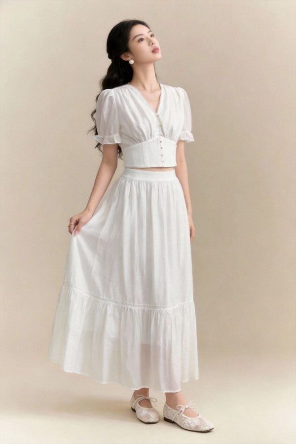 Elisia Ruffled Button Top