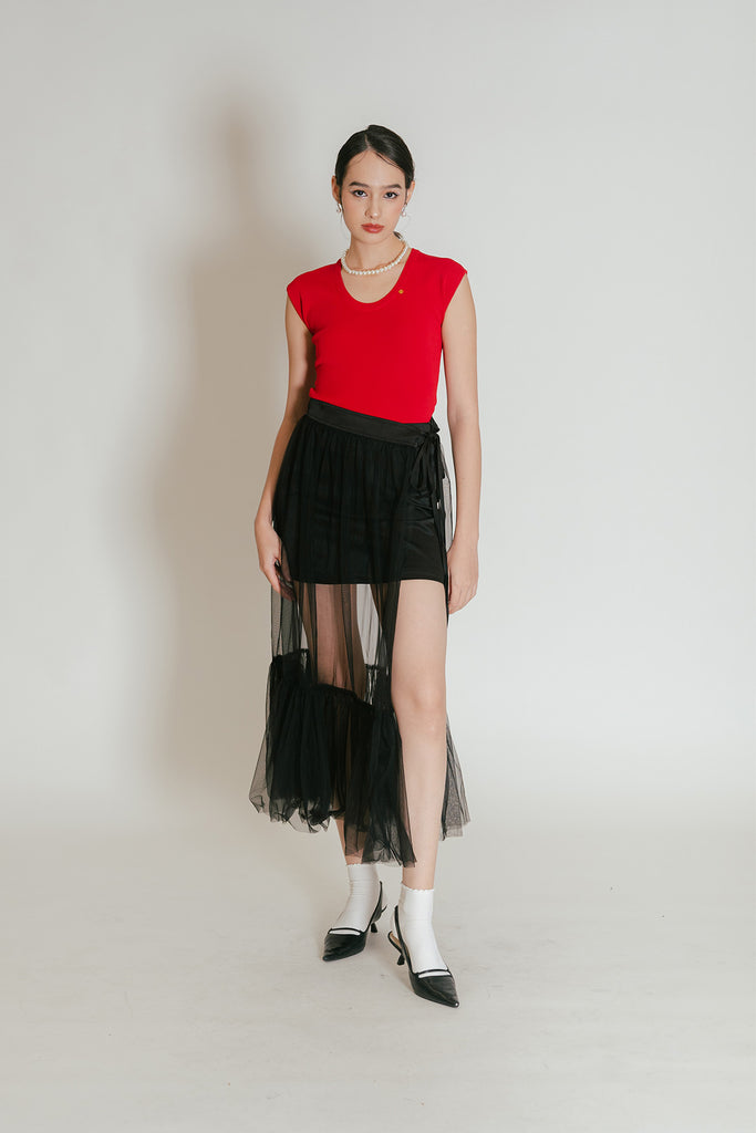 Layered skirt satin online