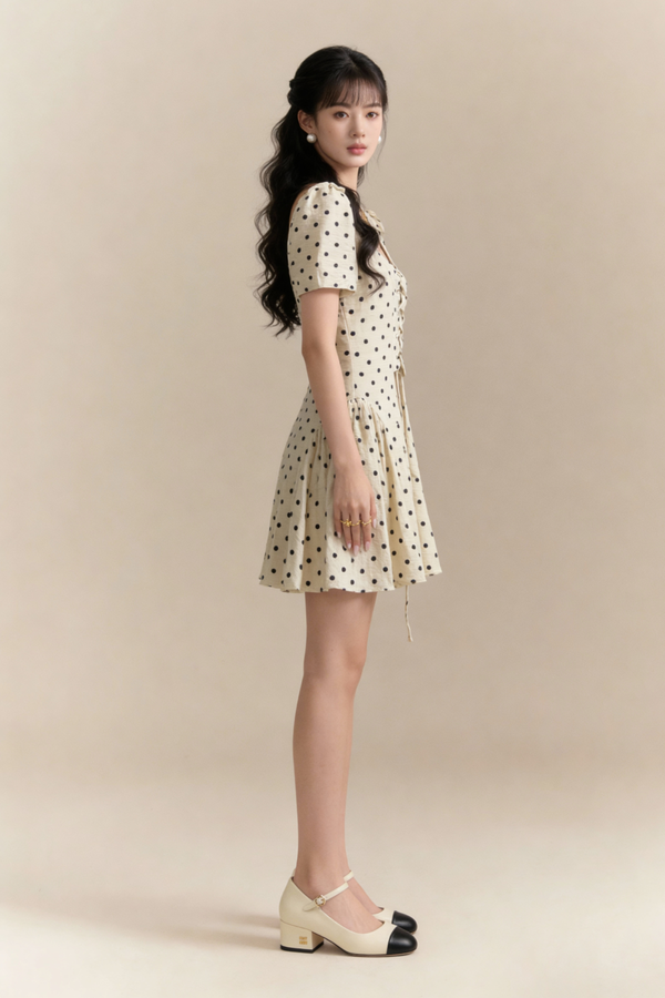 Eliza Lace-Up Polka Dot Mini
