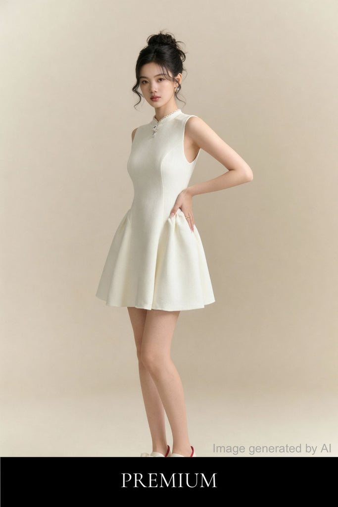 Elora Mandarin Collar Fit & Flare Dress