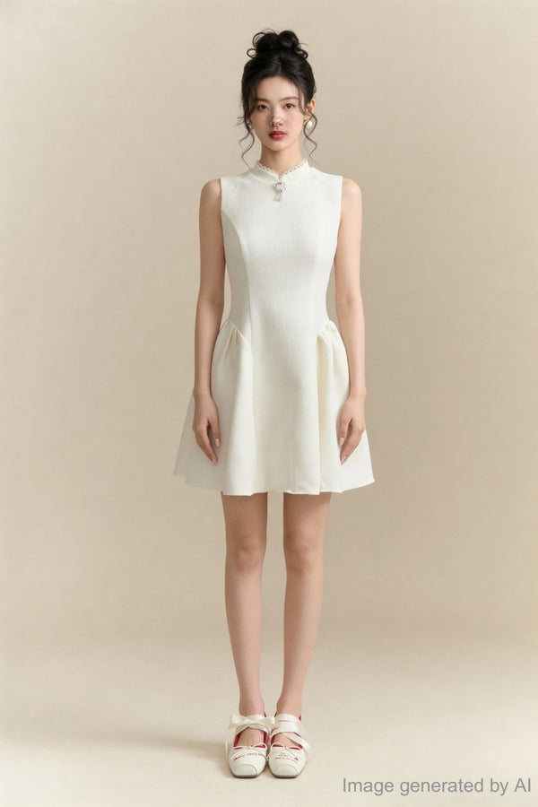 Elora Mandarin Collar Fit & Flare Dress