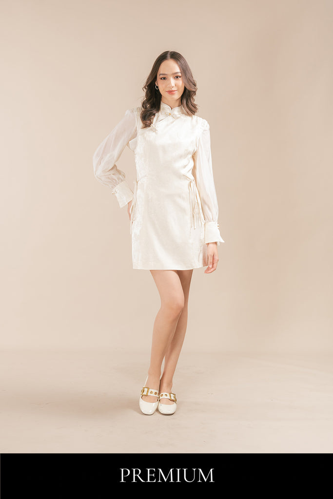 Enissa Cheongsam Style Long Sleeve Short Dress
