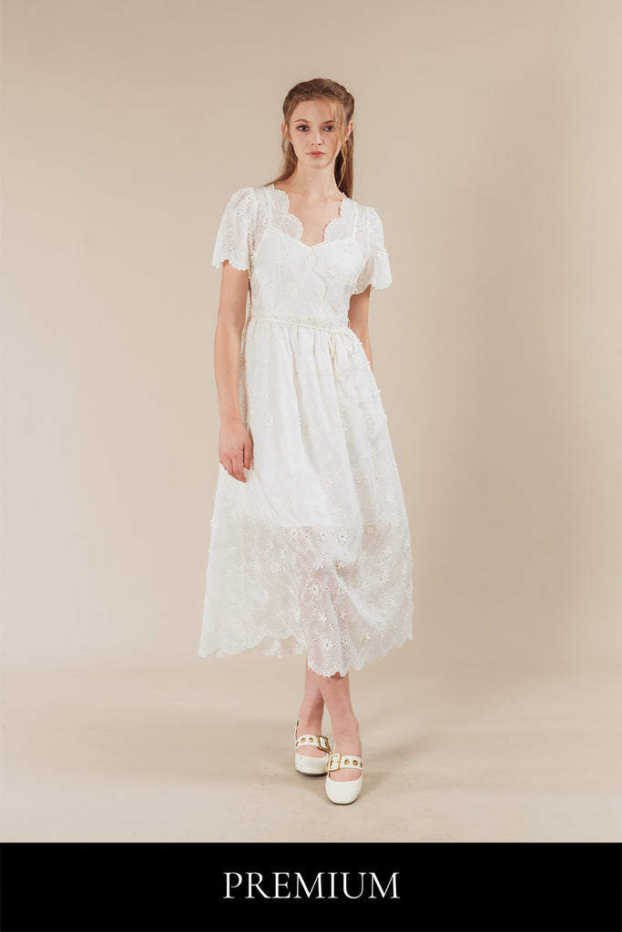 Ethereal Floral Embroidered Lace  Dress