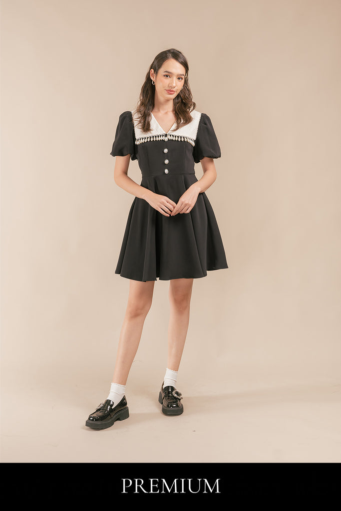 Eviolla Beaded Statement Collar Short Dress