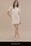 Genolli Sequin Floral Lace Short Cheongsam Dress