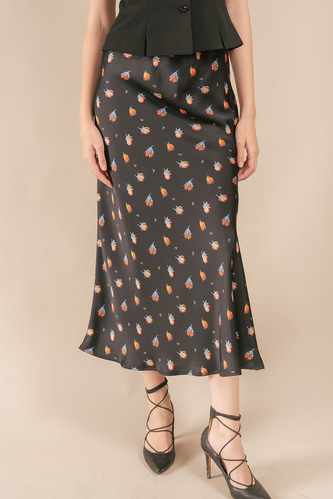 Geriella Floral Satin Maxi Skirt