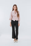 Giorvella Ribbon Tie Long Sleeve Blouse