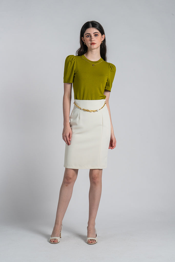 Haellieta High Waisted Pencil Skirt with Chain