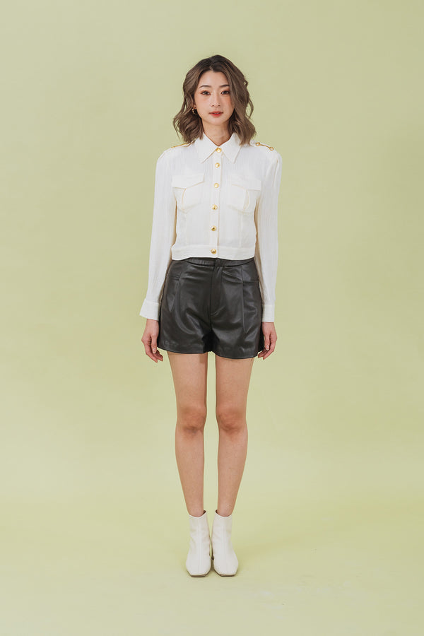 Innovi Textured Cropped Shirt