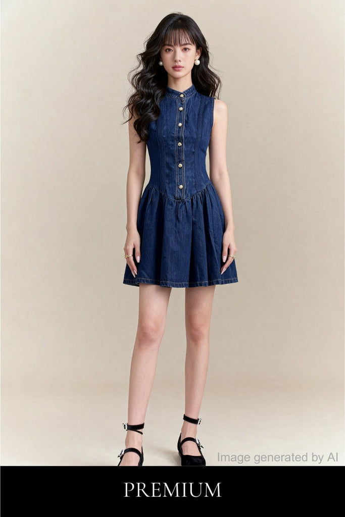 Isla Scalloped Denim Eyelet Mini