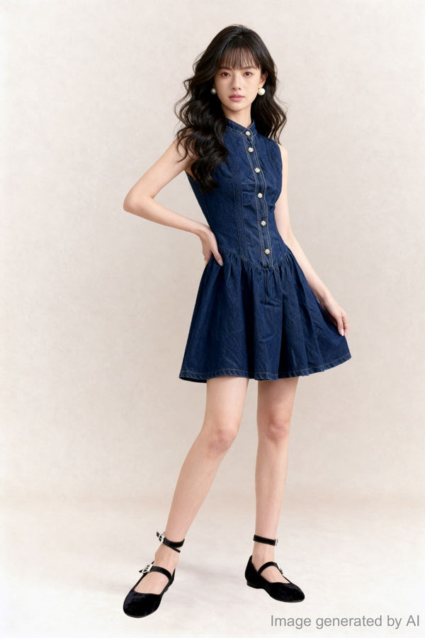 Isla Scalloped Denim Eyelet Mini