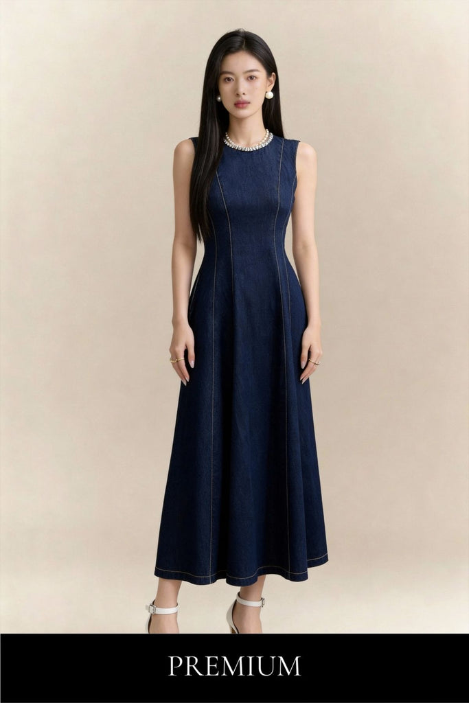 Isolde Sleeveless Denim Maxi Dress