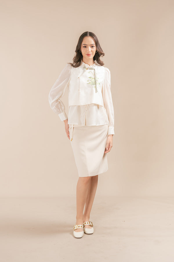 Jeayunni Floral Vest Chinese Style Blouse