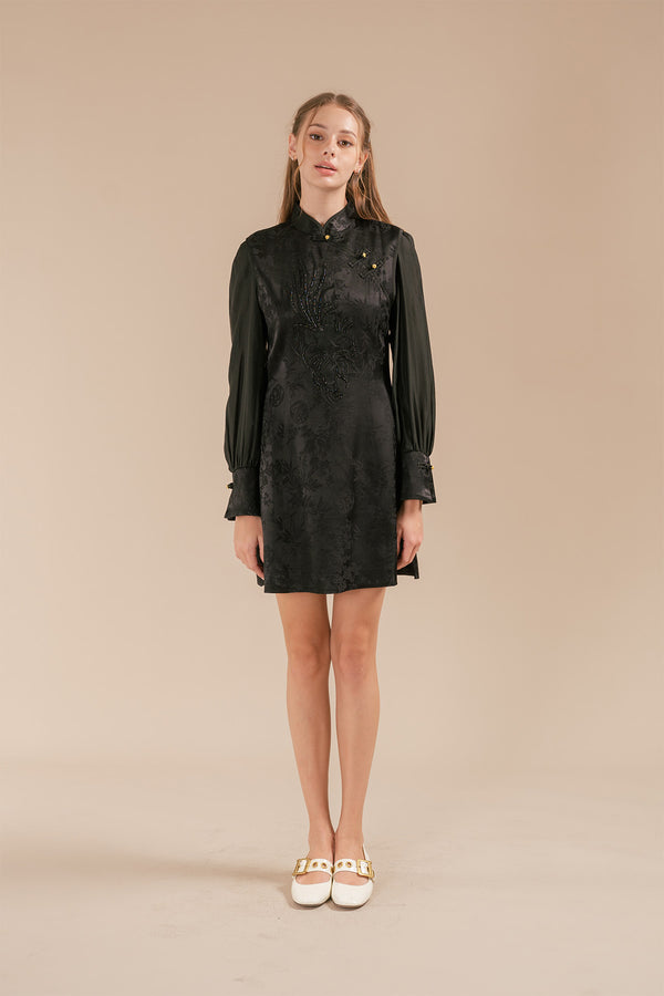Jenvine Cheongsam Style Long Sleeve Short Dress