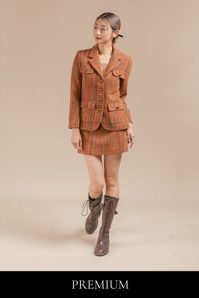 Karonni Tweed Quilted Blazer and Skirt Set