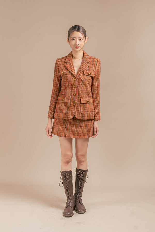 Karonni Tweed Quilted Blazer and Skirt Set