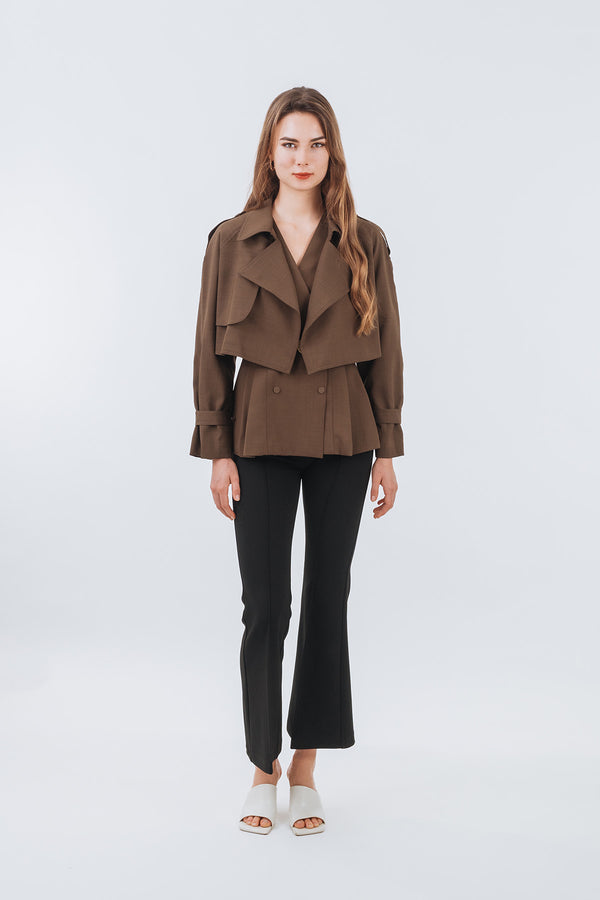 Kelserria Cropped Trench Jacket with Top Set