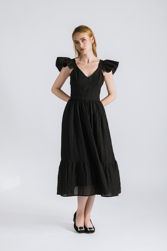 Lawretta Ruffled Sleeve Midi Dress