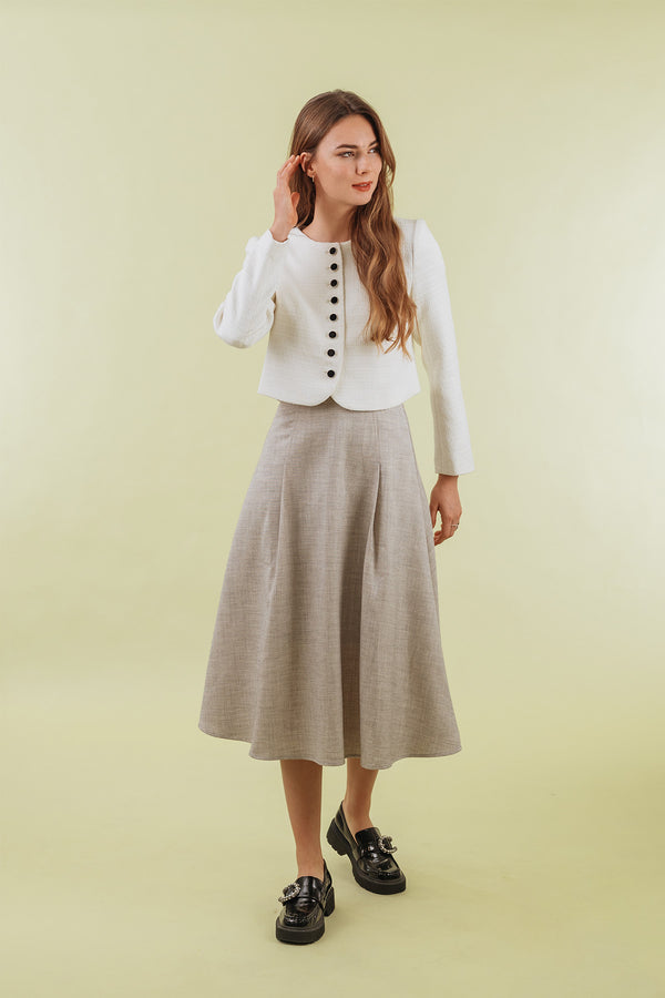 Leavitto Cropped Tweed Cardigan
