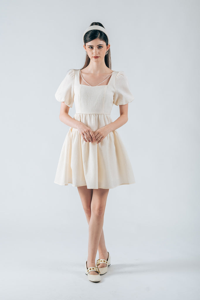 Leoritto Tiered Puff Sleeve Short Dress