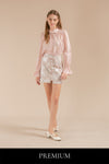 Livissa Chinese Knot Blouse and Floral Skirt Set
