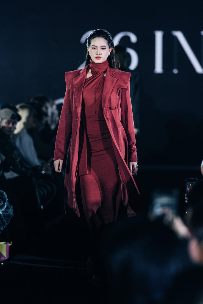 Siienna Double Breasted Velvet Trenchcoat Dress